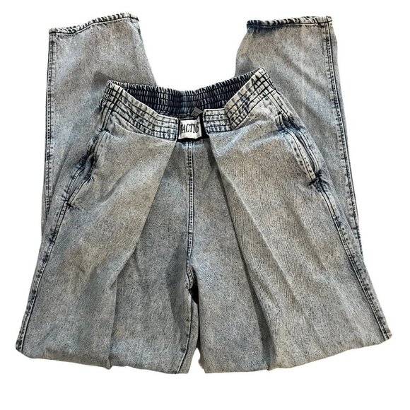 Vintage 80s Women's Pleated Mom Jeans High Waist Adjustable S-XL - Picture 1 of 9